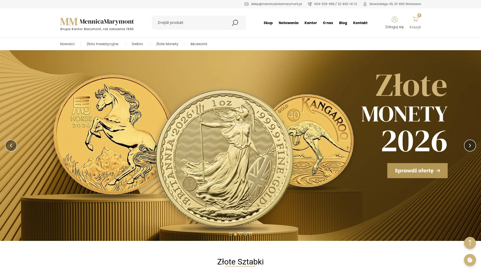 Strona mennicazlotamarymont.pl